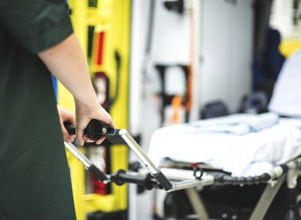 paramedics at work with an ambulance